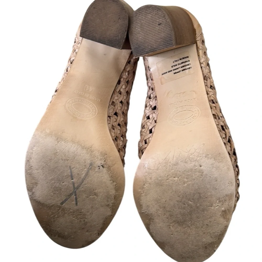 Lavorazione Artigiana Sundance Casta Woven Tan Leather Open Toe Ankle Boots  10 - Picture 10 of 13